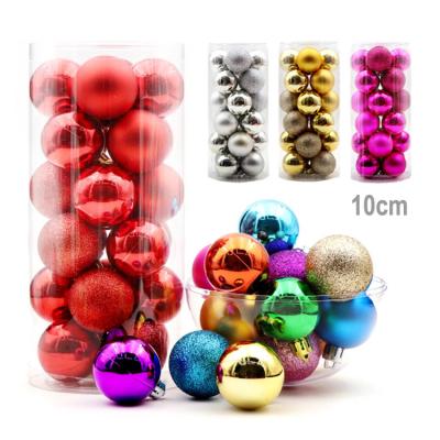 China Disposable Custom Painted Christmas Ball 10cm Plastic Christmas Decoration Ball Barrel for sale