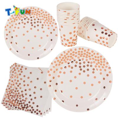 China Party Decorations Rose Dot Gilding Birthday Party Festival Wedding Party Tableware Table Decoration for sale