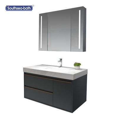 China Modern Floating Bathroom Vanity With Mirror Lights Sink Cabinet for sale