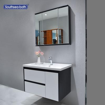 China Modern Floating Sink Vanity Bath Room Cabinet Modern Floating Bathroom Vanity With Mirror Lights for sale