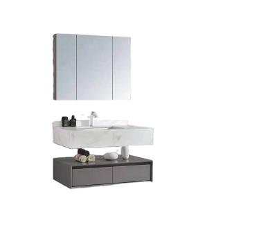 China Modern Bathroom Cabinet Luxury Hotel Wall Mount Floating Vanity Cabinets With Sink for sale