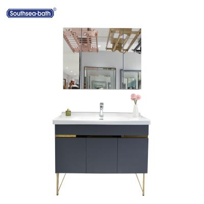 China Modern Modern Solid Wood And MDF Bathroom Cabinet With Wash Basin for sale