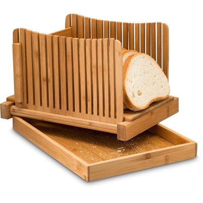 China Sustainable Foldable Bamboo Bread Slicer for Homemade Bread and Bread Cakes Bread Bamboo Cutting Board for sale