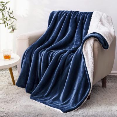 China Wholesale Single High Quality Custom Coral Polar Fleece Sherpa Thick Fleece Flannel Blanket For Bedding for sale