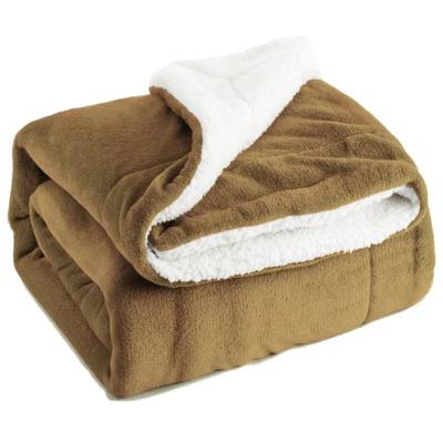 China China Factory Double Layer Micro Single Mink Throw Polyester Flannel Sherpa Blanket For Winter for sale