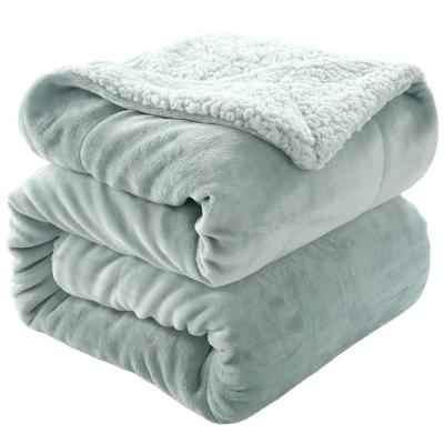 China Wholesale 100% Single Polyester King Size Double Layer Fleece Sherpa Flannel Blanket for sale