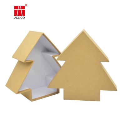 China Handmade Christmas Tree Shaped Kraft Paper Gift Wrapping Paper Box Christmas Gift Box for sale