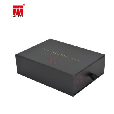 China Matte Black Simple Design Recyclable Luxury Custom Wallet Gift Box And Packaging With Hot Stamping Logo for sale