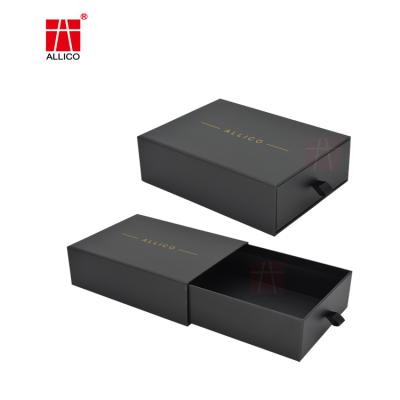 China ALLICO Logo Hot Stamping Packaging Sliding Recyclable Luxury Custom Cardboard Drawer Gift Boxes for sale