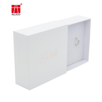 China CARDBOARD China Manufacturer Custom Paper Jewelry Pull Out Box White Jewelry Box Packaging With Logo for sale