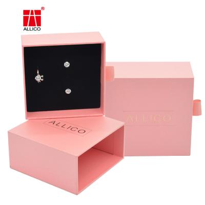 China Custom Logo Printed Cardboard Slide Packaging Pink Gift Boxes Jewelry Drawer Box for sale