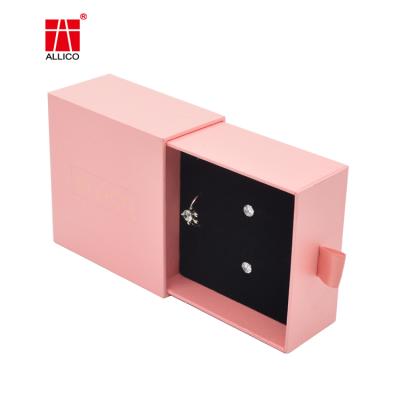 China Personalized Jewelry Box Pink Logo For Necklace Bracelet Ring Custom Cardboard Design Paper for sale