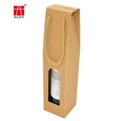 China Handmade custom printed beer bottle glass wine box wine packaging kraft paper corrugated box with window for sale