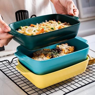 China Hot Sale Sustainable In Amazon Rectangular Casserole Dish 22cm 23cm Baking Supplies Baking Oven Baking Dish Ceramic Oven Black 50l for sale