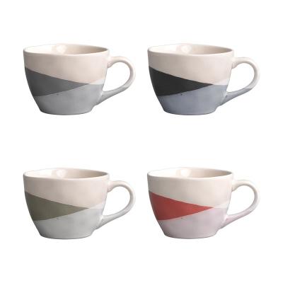 China Sustainable 400Ml 14oz 3 Colors Dip Gloss Dinnerware Mug With Glazed Handle for sale