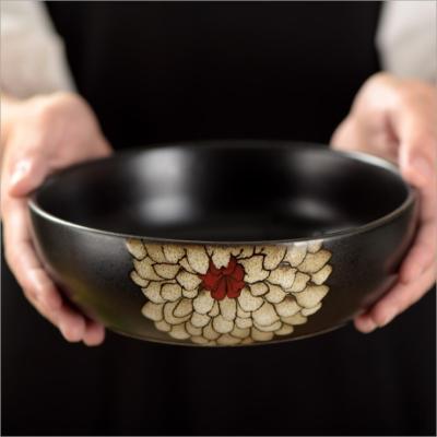 China Viable Professional Factory Customized Kitchenware Shiny Hand Painted Stoneware Round Shape Luster Ceramic Ramen Bowl for sale