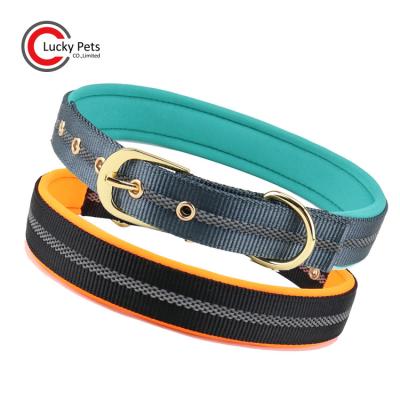 China Personalized Luxury Dog Items Comfort Adjustable Reflective Nylon Neoprene Padded Dog Collar With Metal Buckle for sale