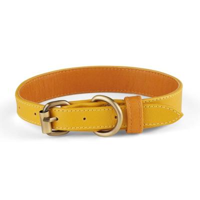 China Real Leather Personalized Pet Dog Collar Custom Leather Heavy Duty Plain Real Leather Dog Collar For Pet Training Walking Products for sale