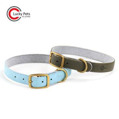 China Fashion Custom Brand Luxury Padded PU Leather Dog Collar With Metal Buckle for sale