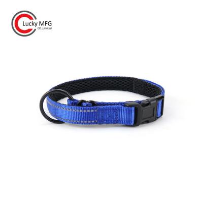 China Personalized Adjustable Nylon Neoprene Padded Dog Collar With Large O Ring for sale