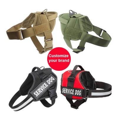 China Custom High Quality Adjustable Padded No Pull Tactical Military Pet Vest Army Dog Harness Set for sale