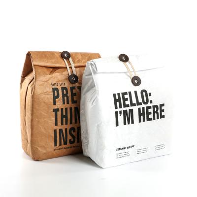 China Wholesale waterproof portable durable custom printing kraft paper thermal cooler insulated paper tyvek lunch bag for sale