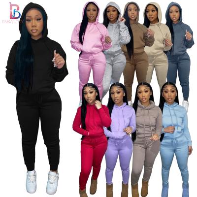 China 2021 Winter Autumn QUICK DRY Hot Sale Thicker Women Clothes Pullover Hoodie Tracksuit Jogger Sweatsuit Pants And Hoodie Set for sale