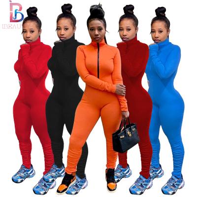 China Ibeauty 2022 wholesale QUICK DRY stacked autumn fashion ribbed knit women's pant workout one-piece overalls for women for sale