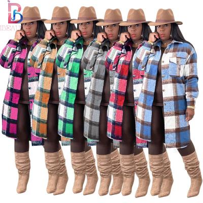 China Anti-wrinkle plus size women's long coats patchwork color shirt oversized coat for women 2021 winters women's jacket and coat for sale