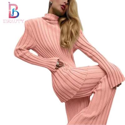 China Wholesale QUICK DRY Ibeauty Two Piece Knitted Sweater Crew Neck Set 8 Colors Sweater Women With Top And Pants for sale