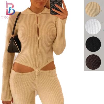 China Ibeauty QUICK DRY Women Fall Sweaters Fashionable One Piece Sweater Pants Sets OEM Women Overalls With Connected Button for sale