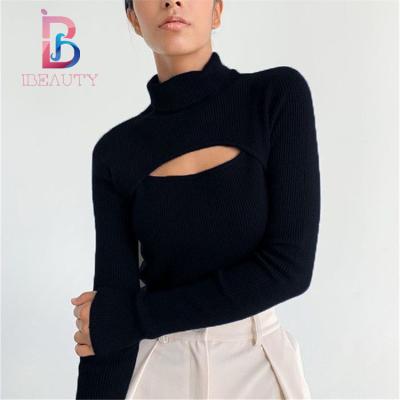 China 2022 Ibeauty Fashionable QUICK DRY Neck Top Style Long Sleeves With Hollow Out Front Chest Sweater Top For Woman for sale