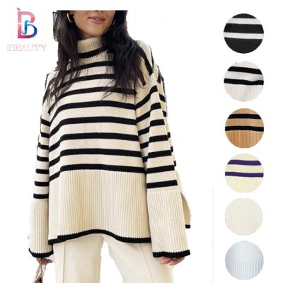 China Ibeauty 2022 High Neck Breathable Knit Pagoda Loose Wrap Sweater Top Band Long Sleeve Sweater In Women for sale