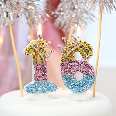 China Adult Votive Candle Kids Crown Birthday Number Candle Rainbow Number Candles for sale