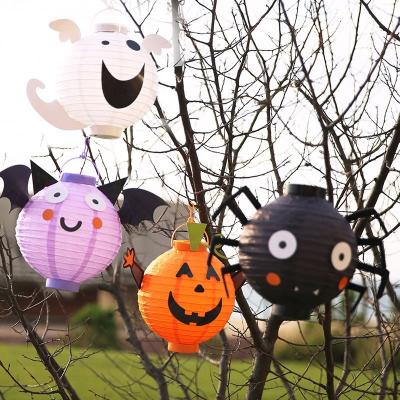 China Halloween Spider Lantern Terror Party Decorations Supplies Halloween Pumpkin Paper Lantern for sale