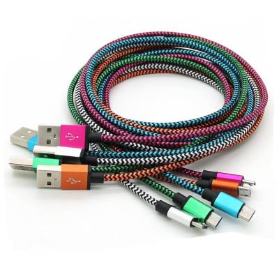 China Etc.electronic Mobile Phone Product Colorful Nylon Braided Cable Micro USB Fast Charging Type C Cable For Android Device 1M, 2M, 3M for sale