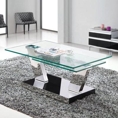 China Modern Convertible Smart Glass Coffee Table Coffee Table And TV Stand Set For Living Room Furniture for sale