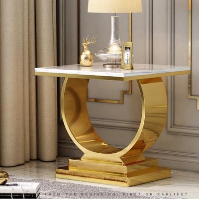 China Modern Sofa Table Bed Marble Coffee Side Table Nordic Accent Tea End Luxury Gold Marble Convertible Furniture Side Table For Living Room Bedroom for sale