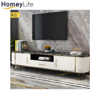 China Storage Home Furniture Marble Top TV Stand With Stainless Steel Frame Modern Design Marble TV Stand for sale