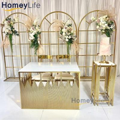 China Modern luxury gold wedding table metal cake tables for event for sale