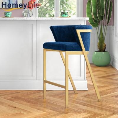 China Modern Bar Stools Europe Cloth Bar Stools Counter Bar Metal Table Loop Modern Bar Chair Legs Super Comfortable Easy Clean Simple Style for sale