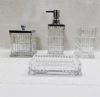 China 2021 Sustainable New Design 4 Piece Glass Bathroom Accessory Set for sale