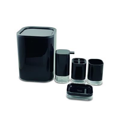 China 5 Sustainable Pieces Of Plastic Bathroom Accessory Set Including Waste Bin for sale