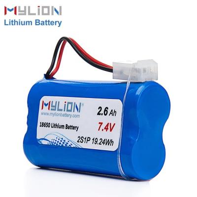 China Light Green Small High Capacity Mylion Li-ion 7.4v 2500mah 7.4v 2600mah Li-ion Batteries Lithium Ion Rechargeable Battery Pack 7.2v Battery Pack for sale