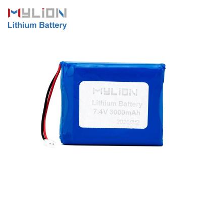 China High capacity small lightweight mylion 7.4v 3000mah lithium polymer battery 604855-2s for sale