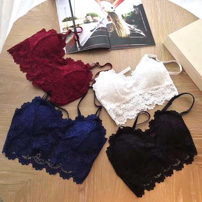 China Hot Sexy Antibacterial Crop Top Comfortable Bra Lace Girl Seamless Wireless Underwear For Women for sale