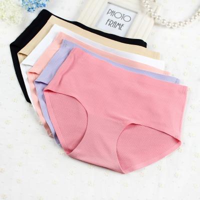 China Antibacterial Southeast Asian Seamless Ice Women Girl Underwear NO-trace Nylon Silk Traceless Panties Girl Mesh Fabric Lady for sale