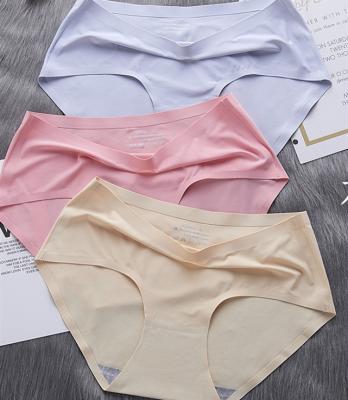 China Antibacterial seamless traceless nylon silk cool feeling women underwear mid waist underwear panties for sale