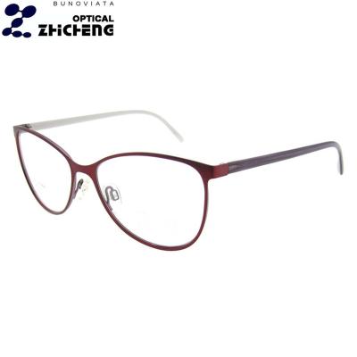 China Fullrim Women Design Color Red Metal Glasses Frame Double Spring Hinge Eyewear With CE for sale