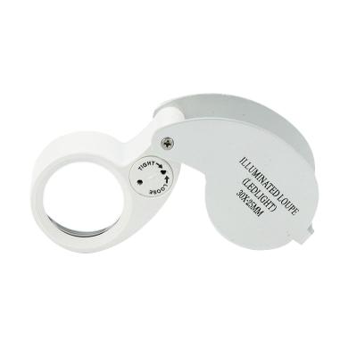 China Pocket Magnifier MG21011 LED Illuminated Loupes 30X Jewelers Loupe for sale